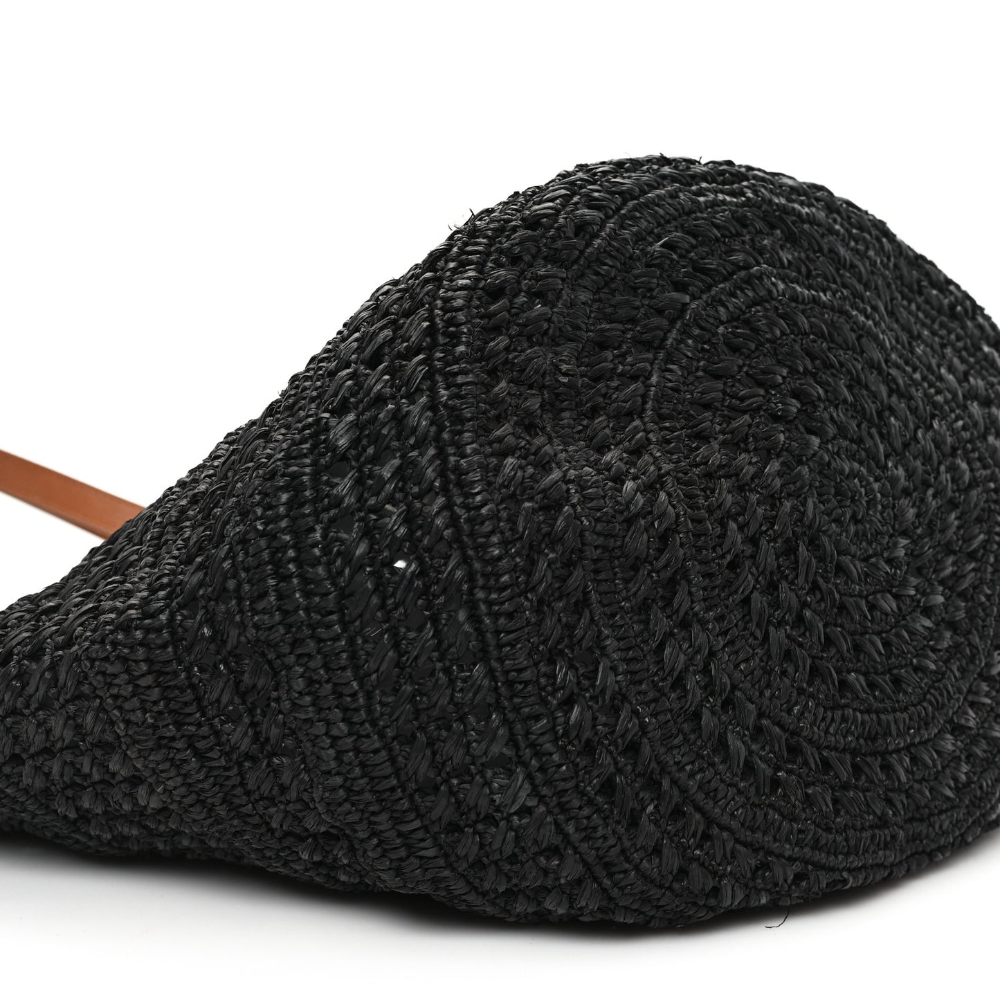Raffia Calfskin Medium Panier Tote Black