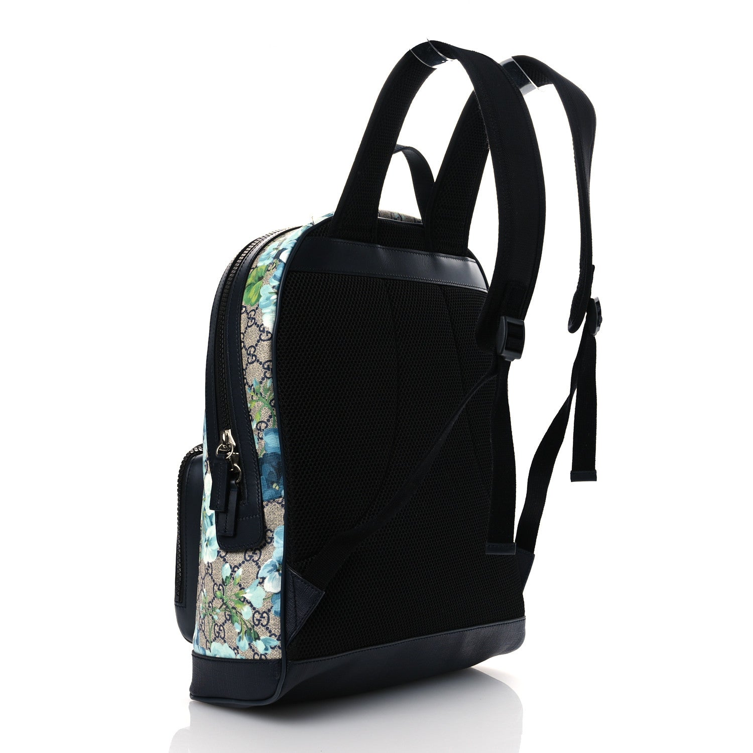 Gucci GG Supreme Monogram Blooms Medium Day Backpack Beige Blue Navy 3 of 11