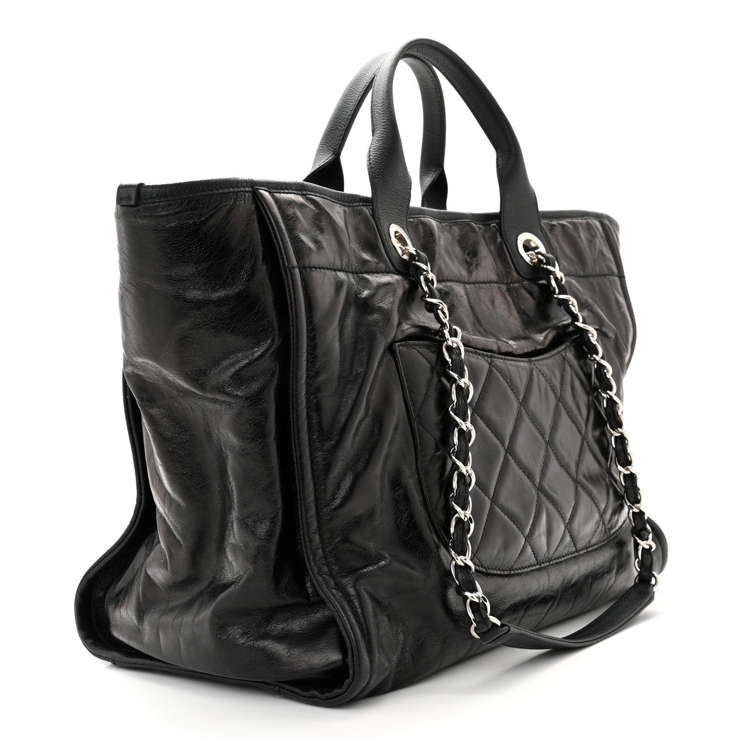 Chanel Glazed Calfskin Medium Deauville Tote Black 3 of 10