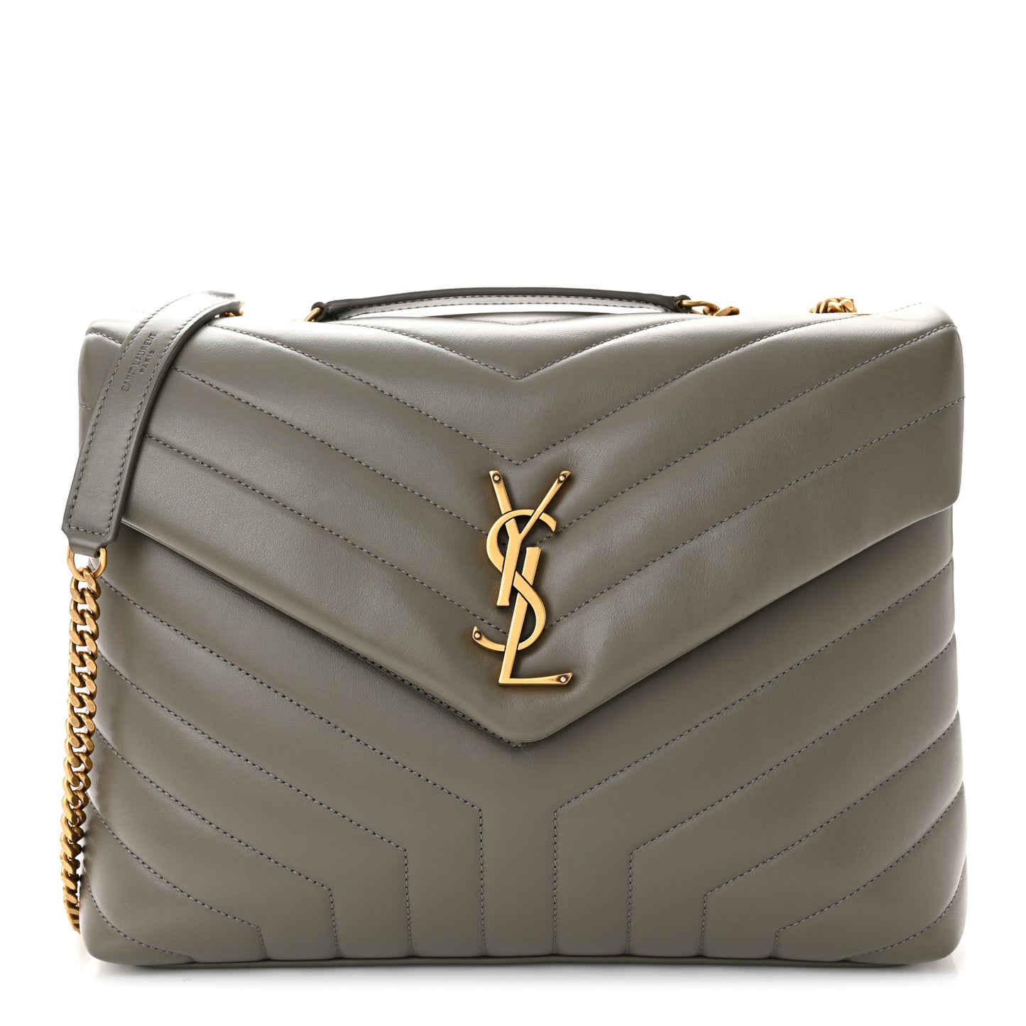 Calfskin Y Quilted Monogram Medium Loulou Chain Satchel Storm