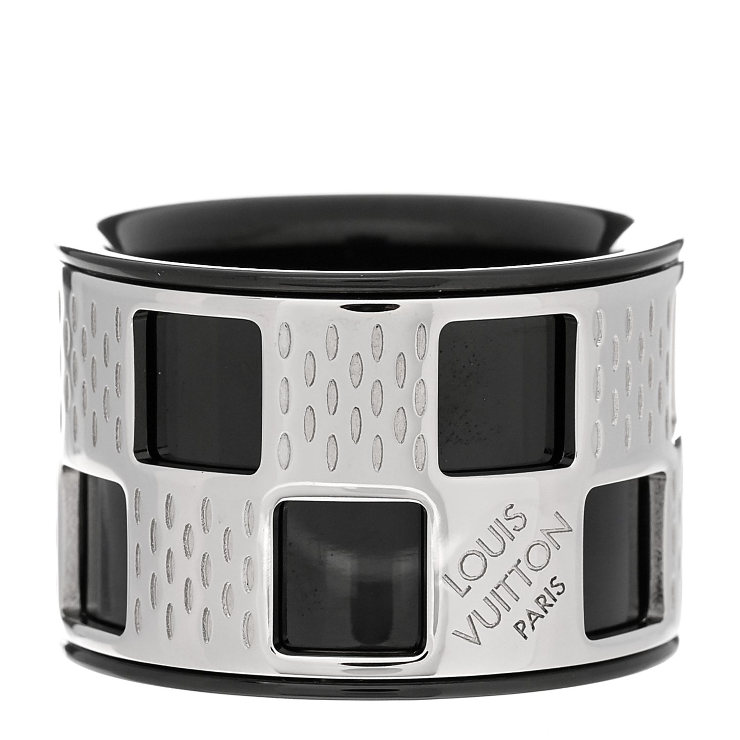 Damier Perfore Ring M Silver Black