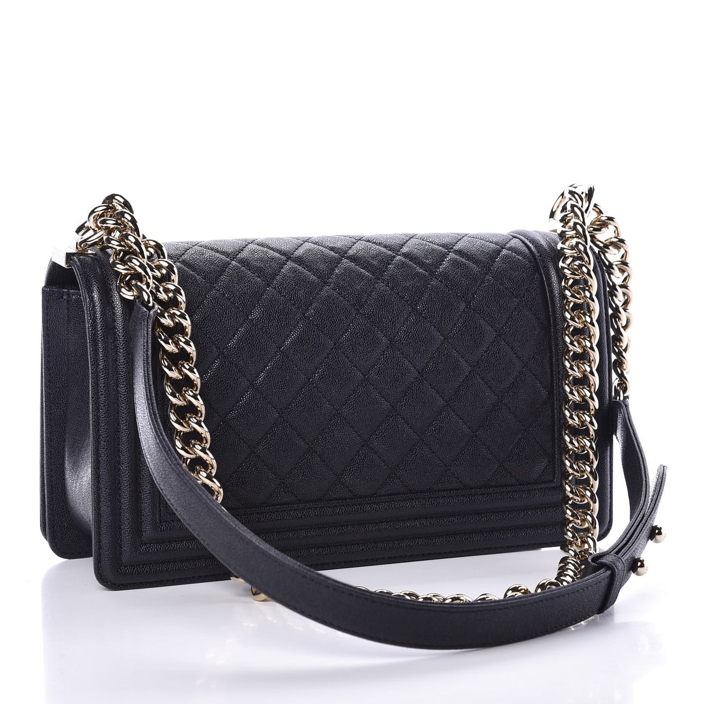 Caviar Quilted Medium Boy Flap Dark Blue