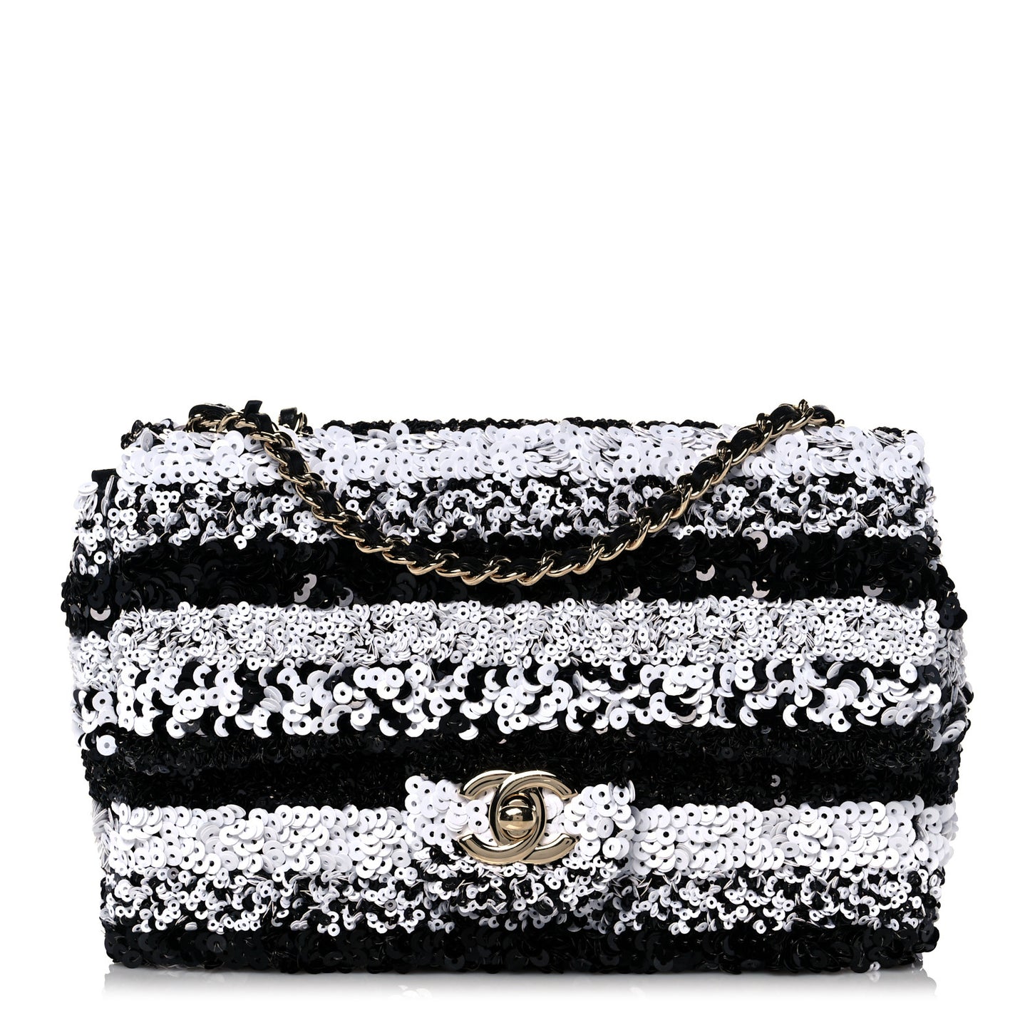 Sequin Classic Small Flap Black White