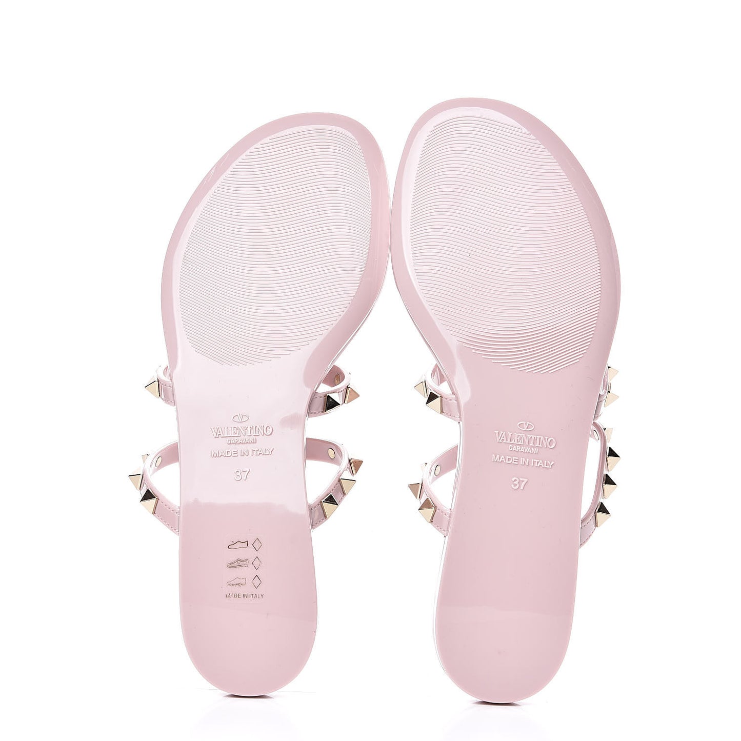 PVC Jelly Rockstud Caged Flat Thong Sandals 37 Water Rose