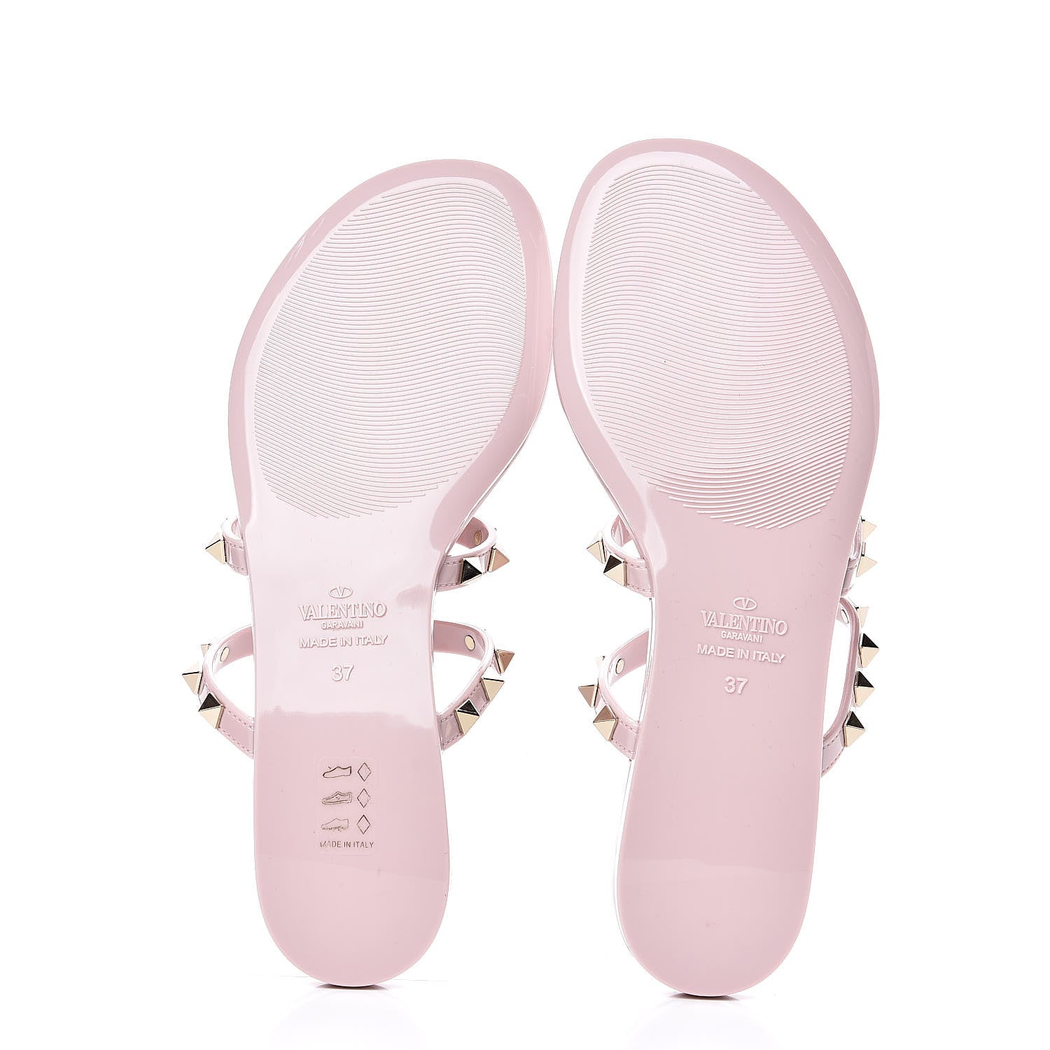 Valentino Garavani PVC Jelly Rockstud Caged Flat Thong Sandals 37 Water Rose 5 of 8