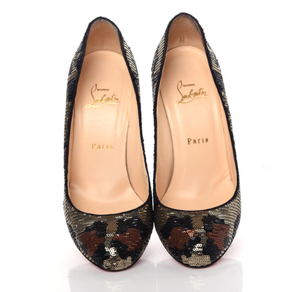 Christian Louboutin Leopard Paillettes Fifi 100 Pumps 37.5 Beige 5 of 9