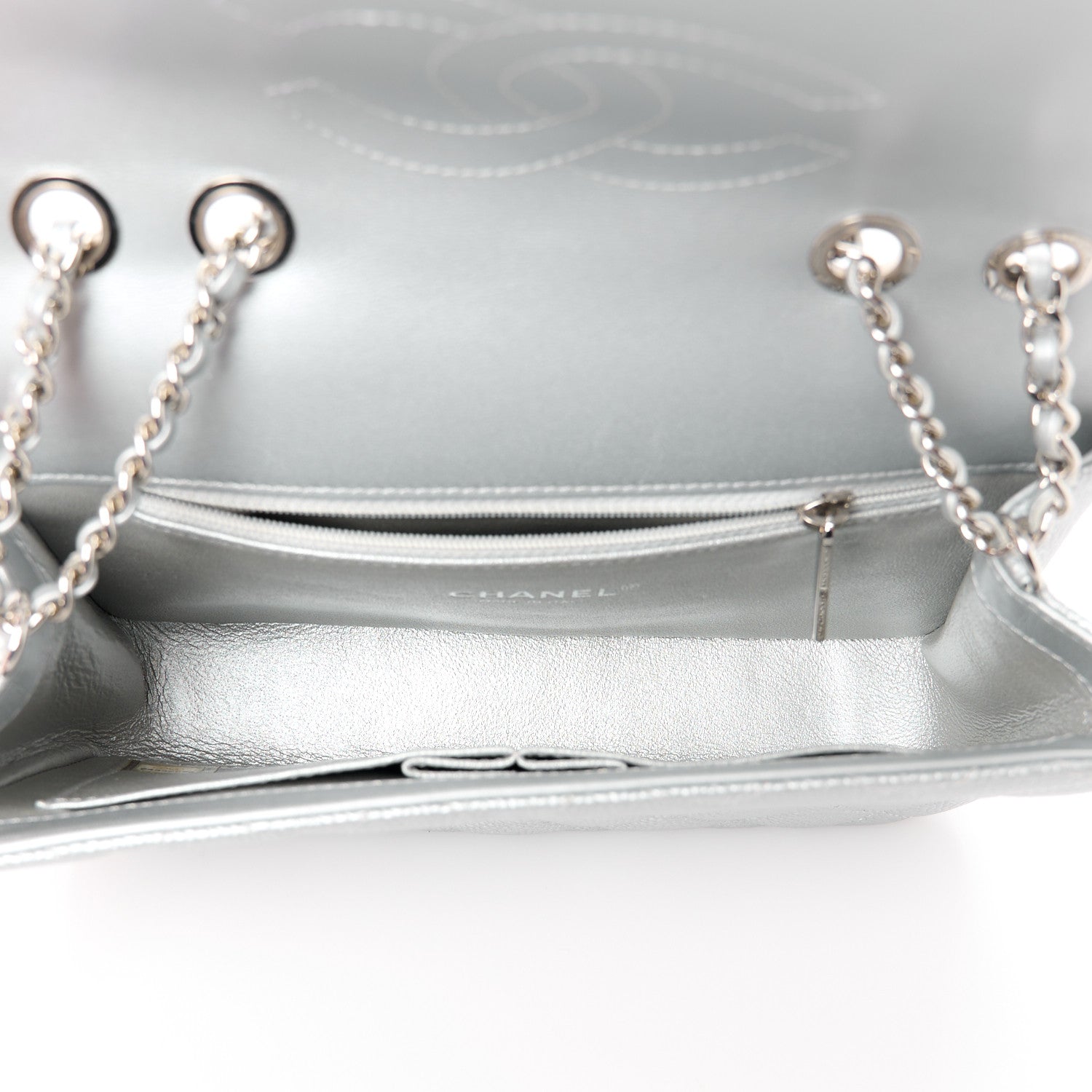 Chanel Metallic Caviar Quilted Small CC Filigree Flap Silver 5 of 11