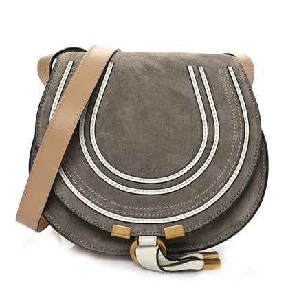 Chloe Suede Calfskin Small Marcie Saddle Bag Motty Grey 1 of 8