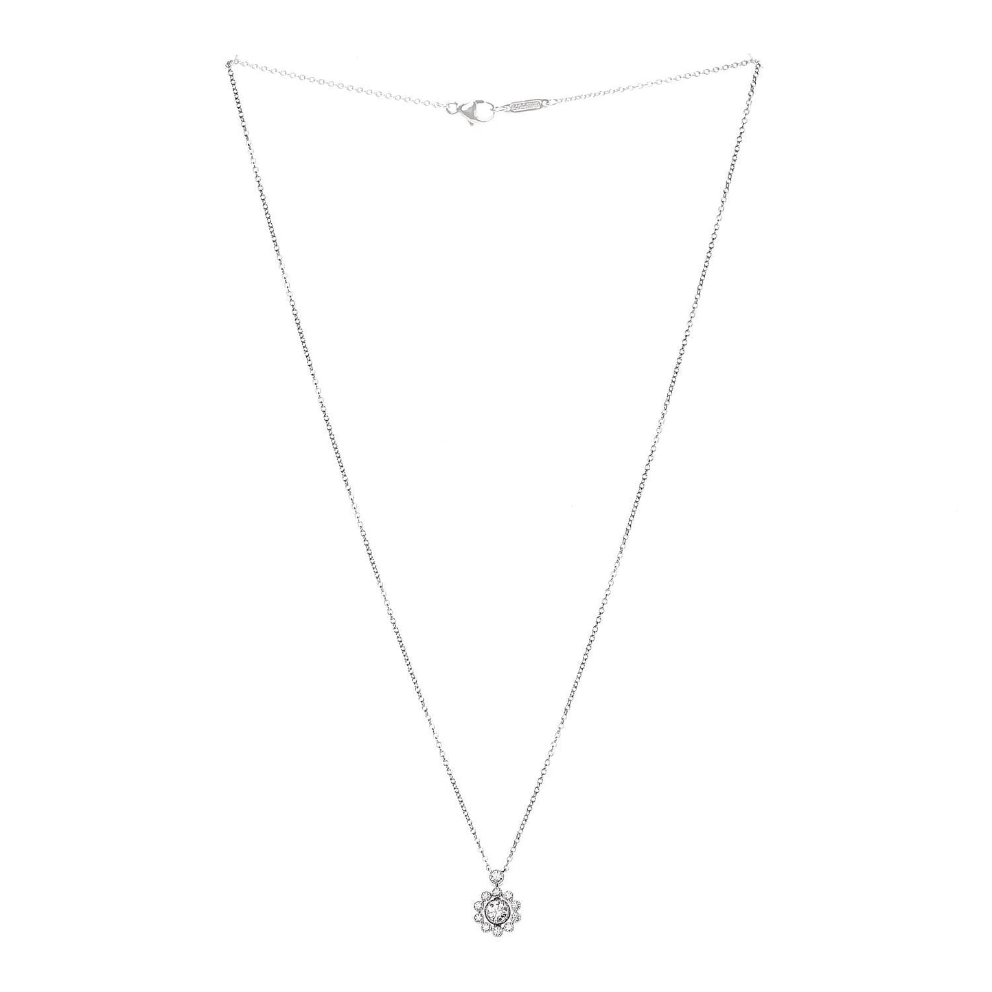 Platinum Diamond Enchant Halo Flower Pendant Necklace