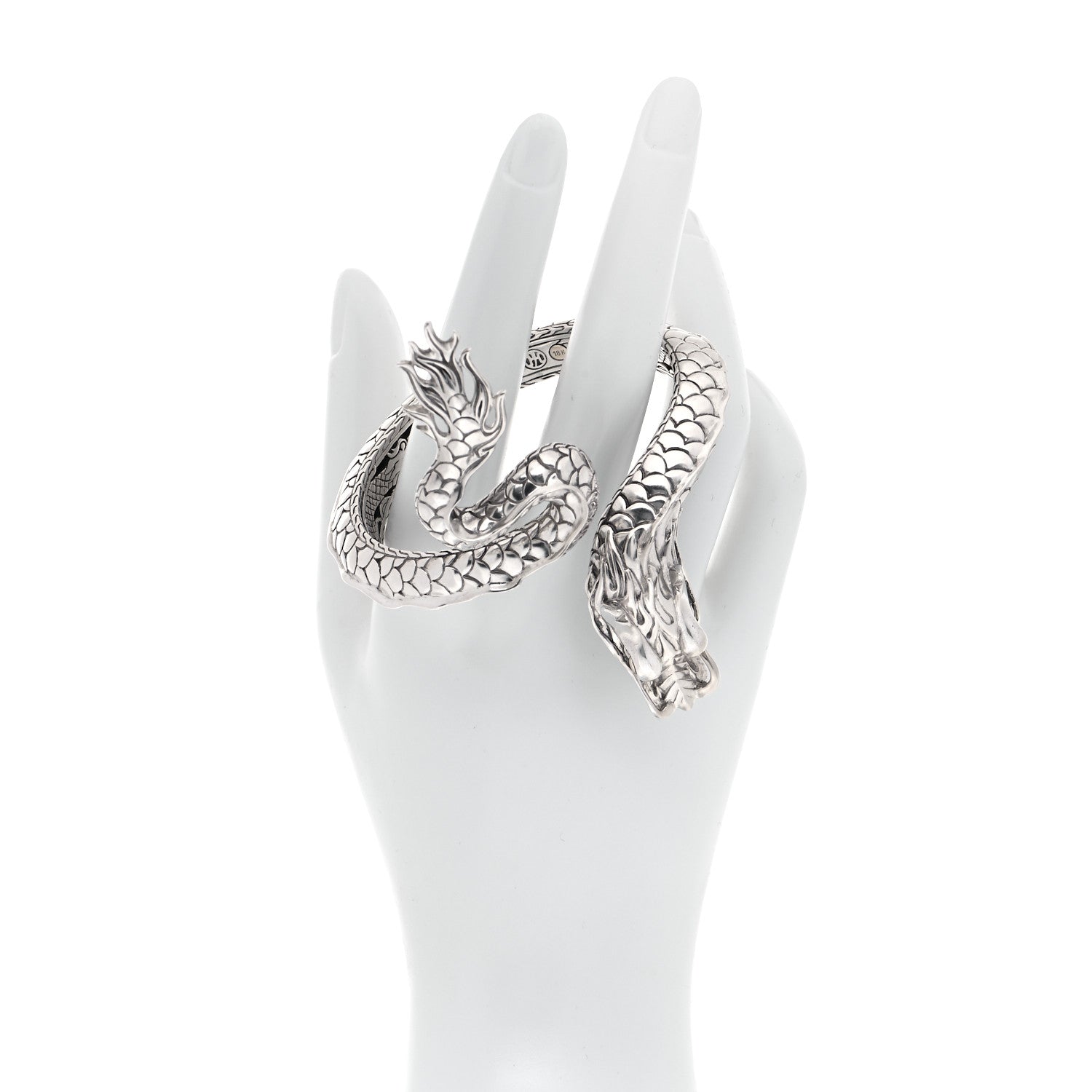 John Hardy Sterling Silver 18K Yellow Gold Naga Dragon Kick Cuff Bracelet 2 of 5