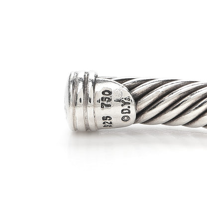 David Yurman Sterling Silver 18K White Gold Diamond 5mm Cable Classics Double Station Bracelet 5 of 6