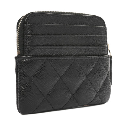 Chanel Caviar Quilted Zip Card Holder Wallet Black 3 of 9