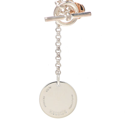 Hermes Sterling Silver 18K Rose Gold PM Ex-Libris Pendant Necklace 4 of 5
