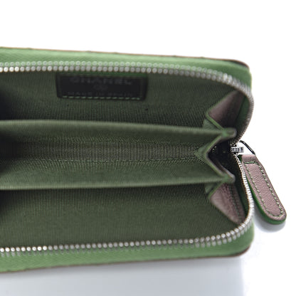 Chanel Metallic Lambskin Quilted Zip Around Coin Purse Wallet Green 5 of 8