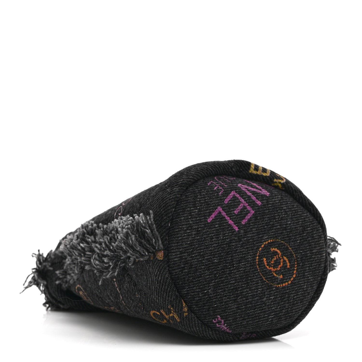 Chanel Denim Quilted Mood Mini Bucket With Chain Black Multicolor 4 of 10