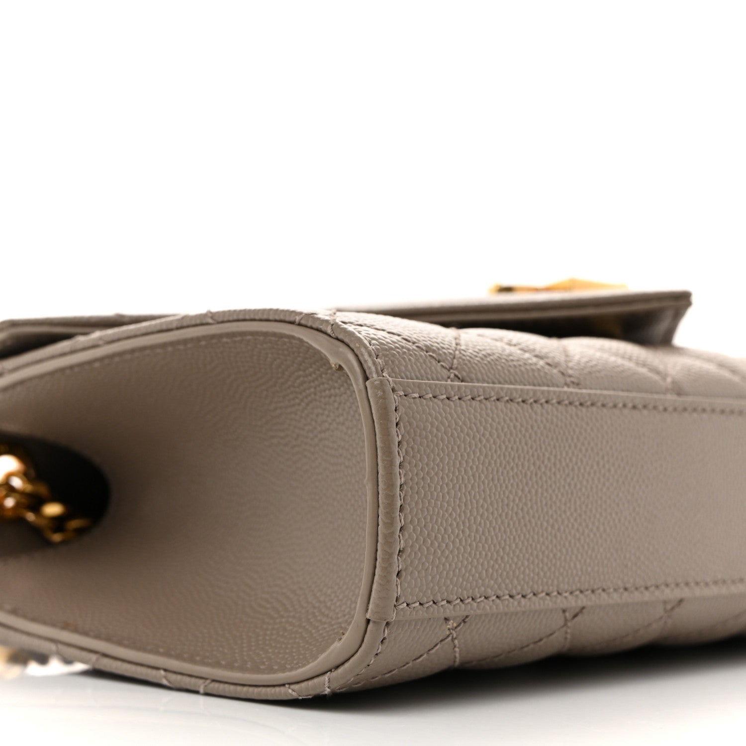 Saint Laurent Grain De Poudre Textured Mixed Matelasse Triquilt Small Monogram Satchel Greyish Brown 9 of 14