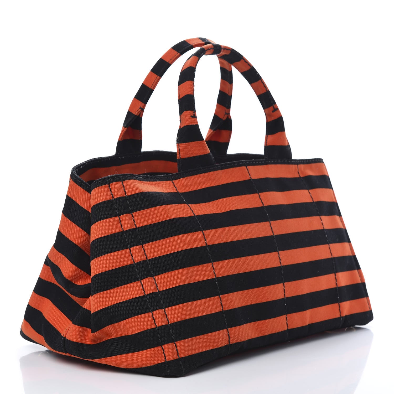 Prada Canapa Striped Tote Arancio 3 of 10