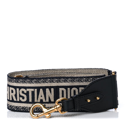 Christian Dior Canvas Embroidered Shoulder Strap Blue 1 of 12