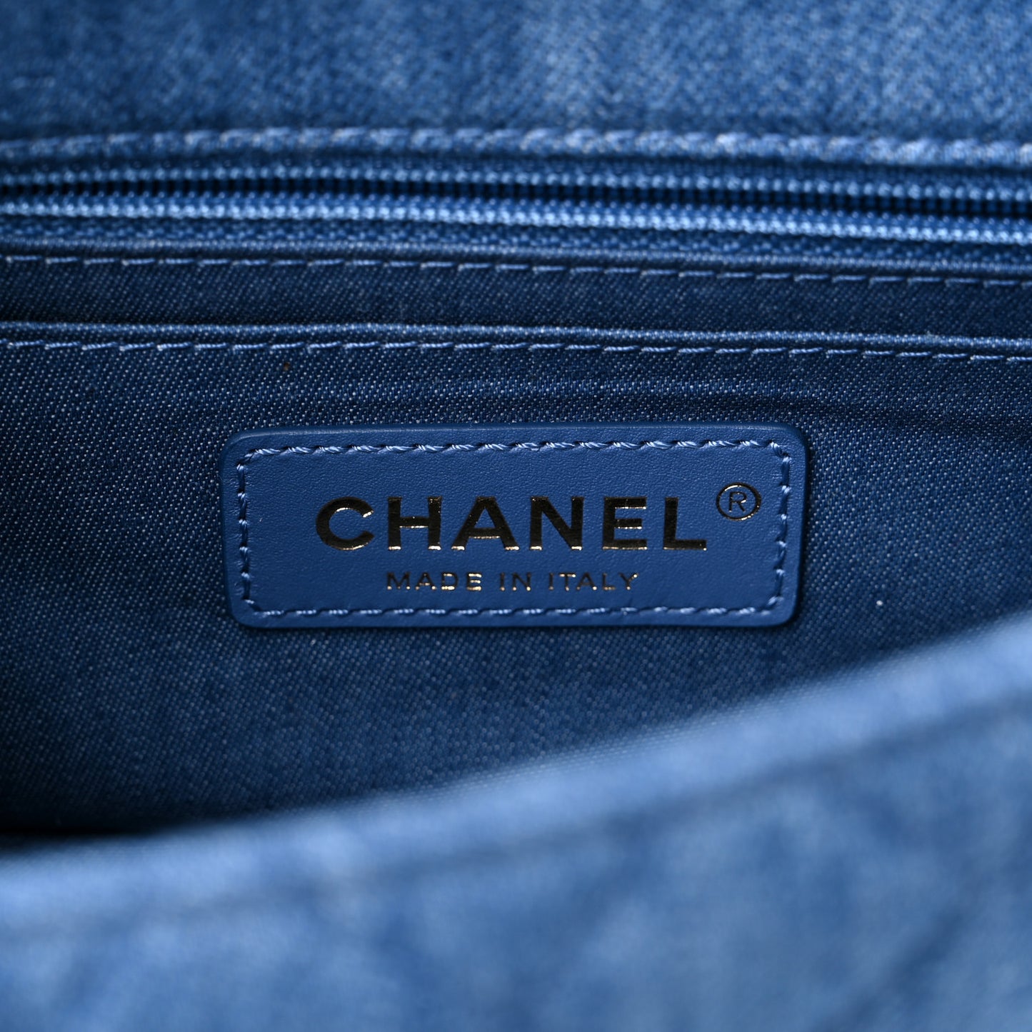 Denim Quilted Mini Pearl Crush Rectangular Flap Blue