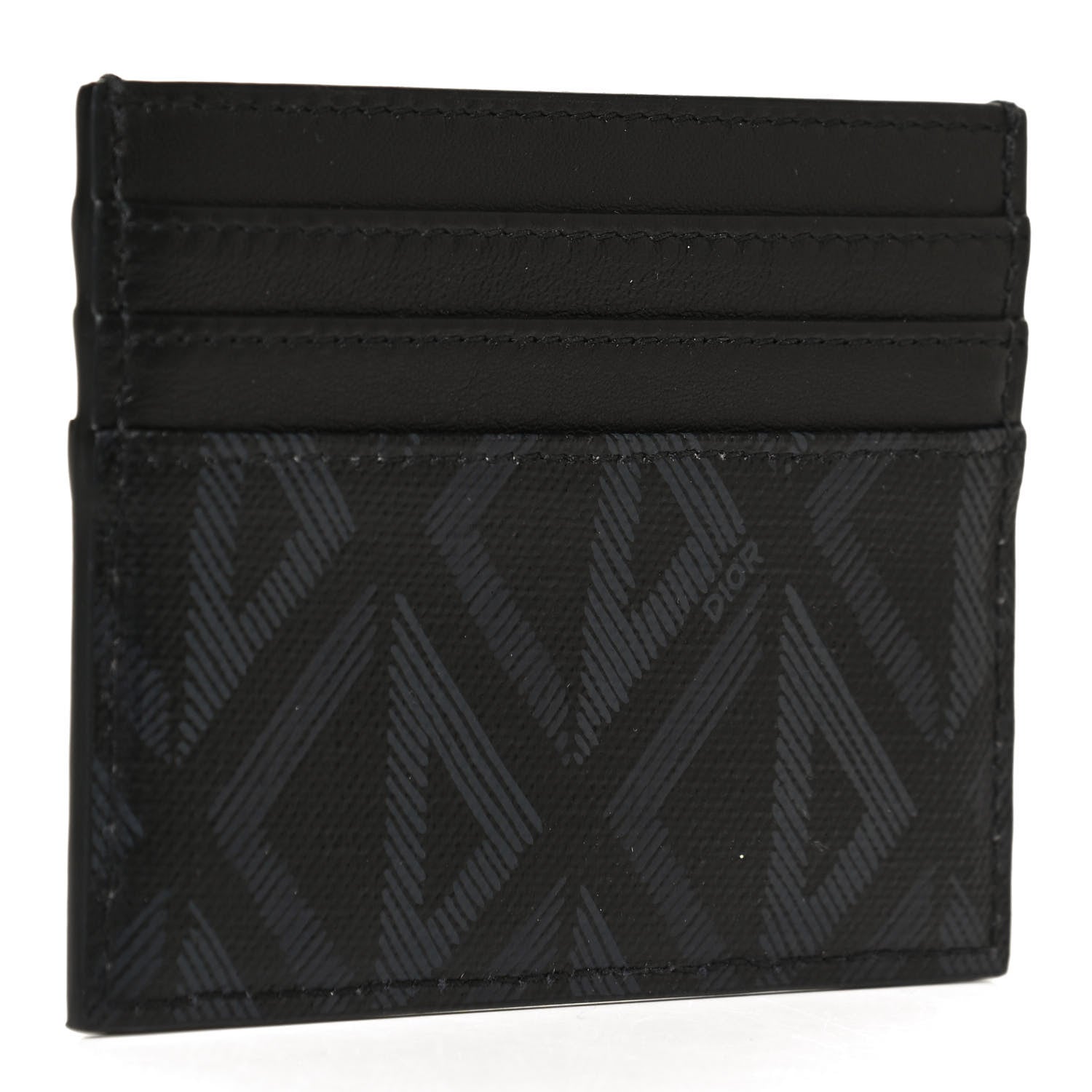 Christian Dior Coated Canvas Calfskin CD Diamond Card Holder Black 3 of 8