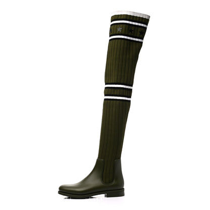 Givenchy Knit Rubber Storm Over The Knee Boots 36 Khaki 1 of 8