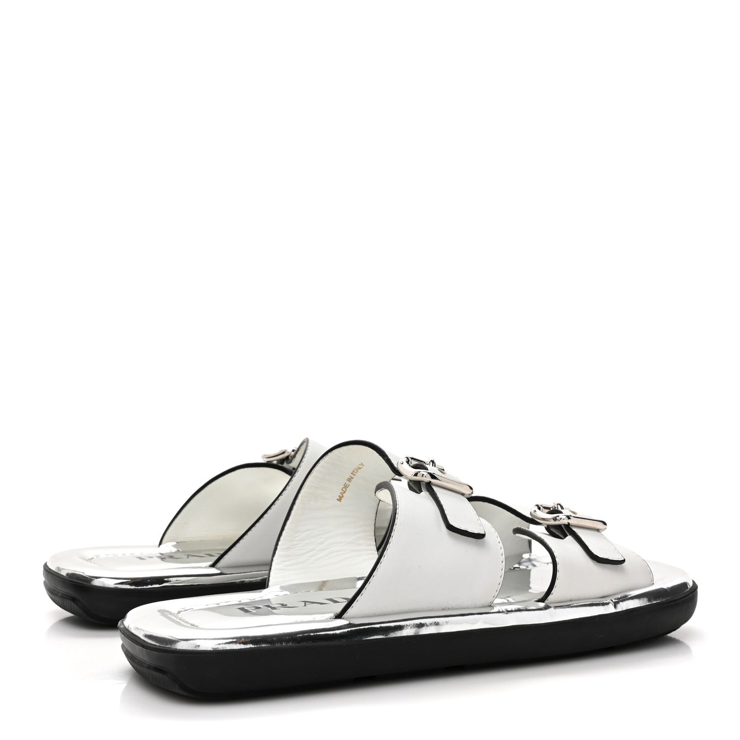 Natural Calfskin Double Buckle 20mm Sandals 37 White