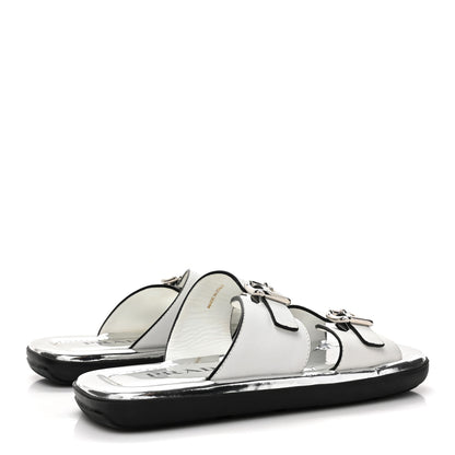 Prada Natural Calfskin Double Buckle 20mm Sandals 37 White 4 of 9
