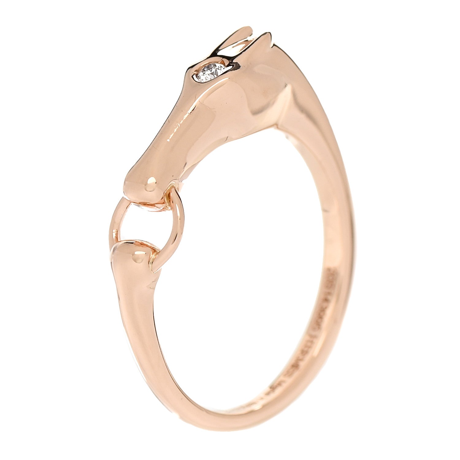 Hermes 18K Rose Gold Diamond TPM Galop Ring 54 6.75 1 of 6