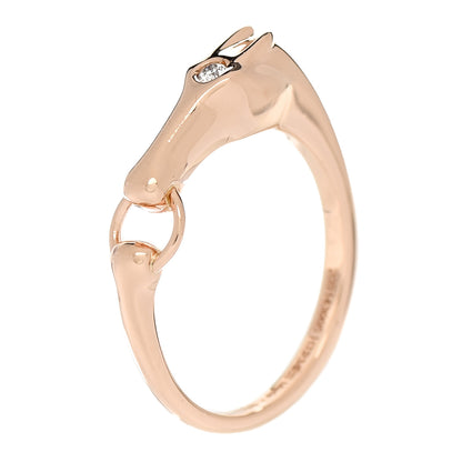 Hermes 18K Rose Gold Diamond TPM Galop Ring 54 6.75 1 of 6