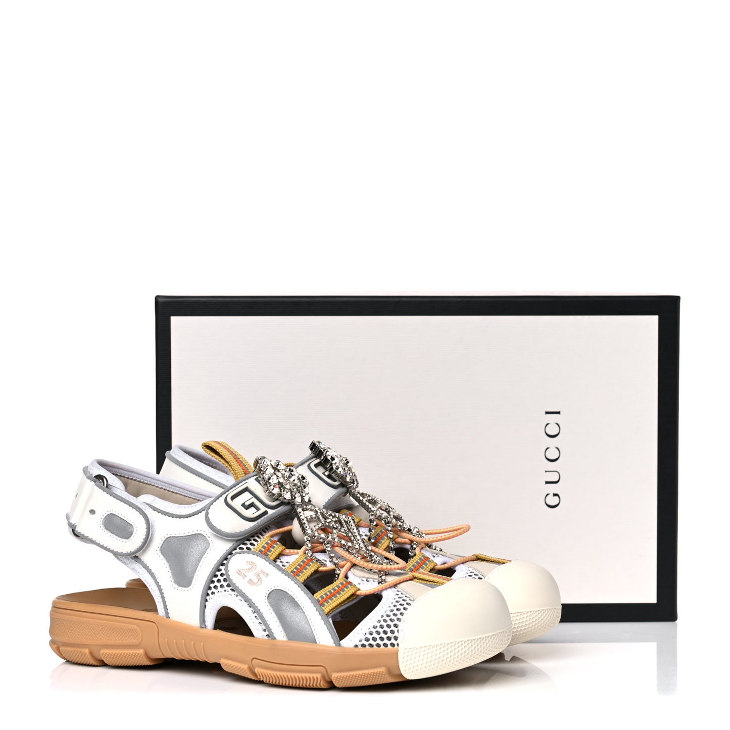 Mesh Fabric Tinsel Sport Sandals 38 White Silver