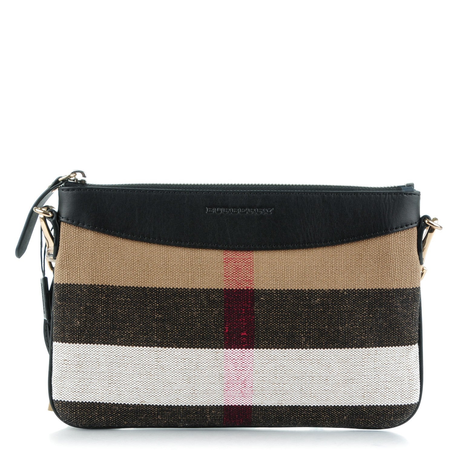 Burberry Mega Check Peyton Crossbody Clutch Bag Black 1 of 8