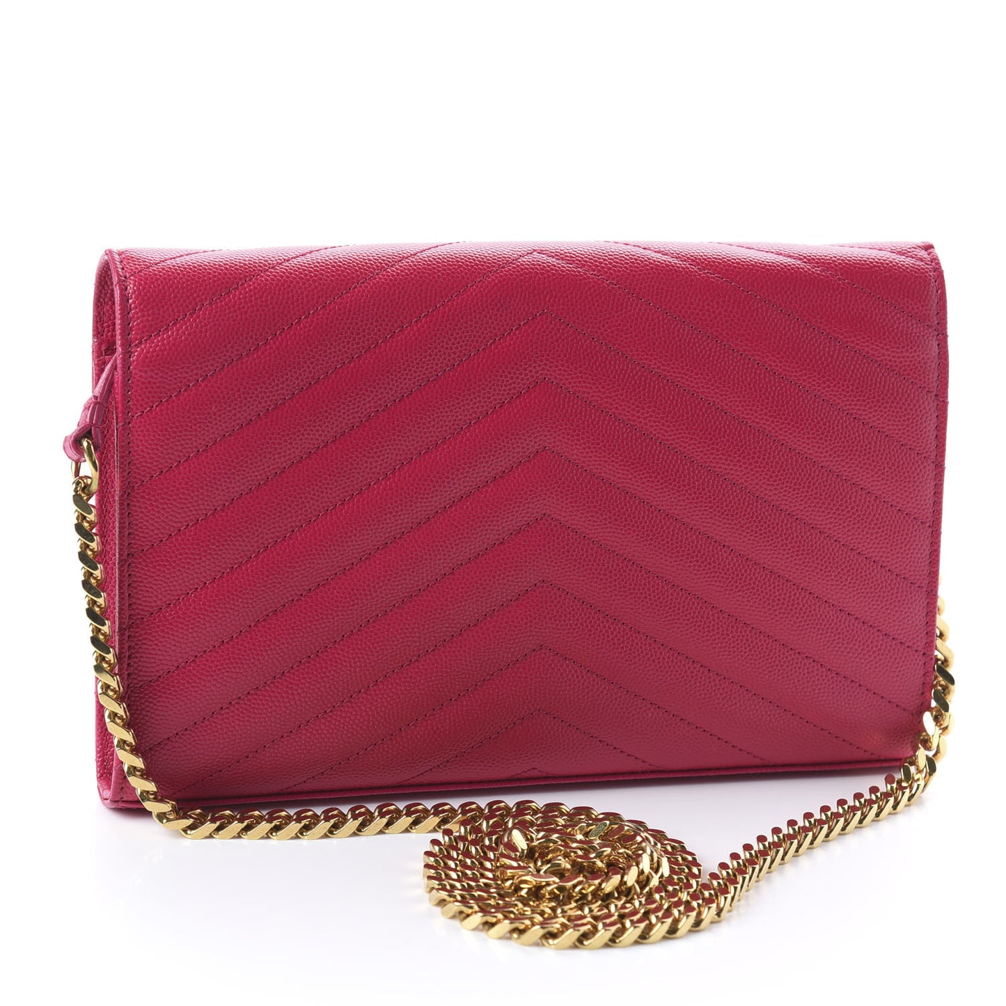Grain De Poudre Matelasse Chevron Monogram Chain Wallet Bubblegum