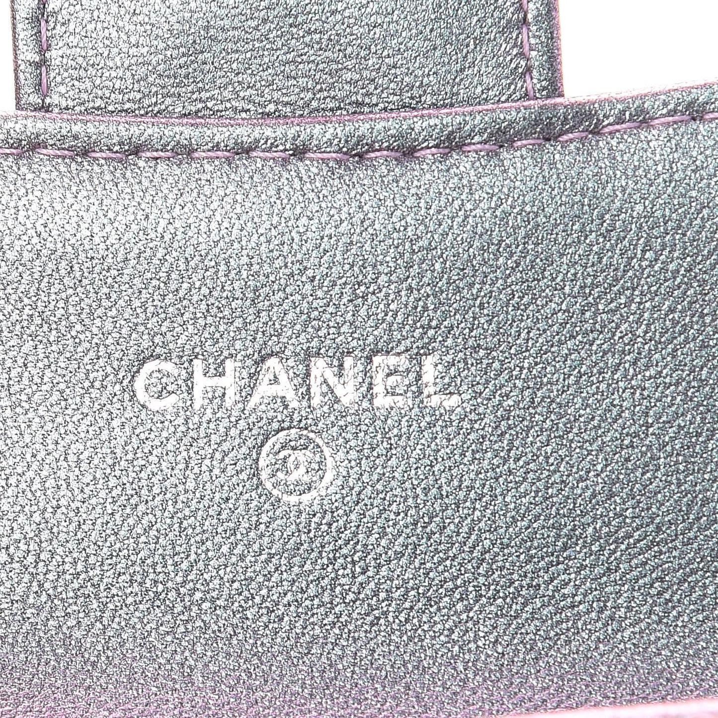 Iridescent Lambskin Quilted Reissue Flap Card Holder Light Purple
