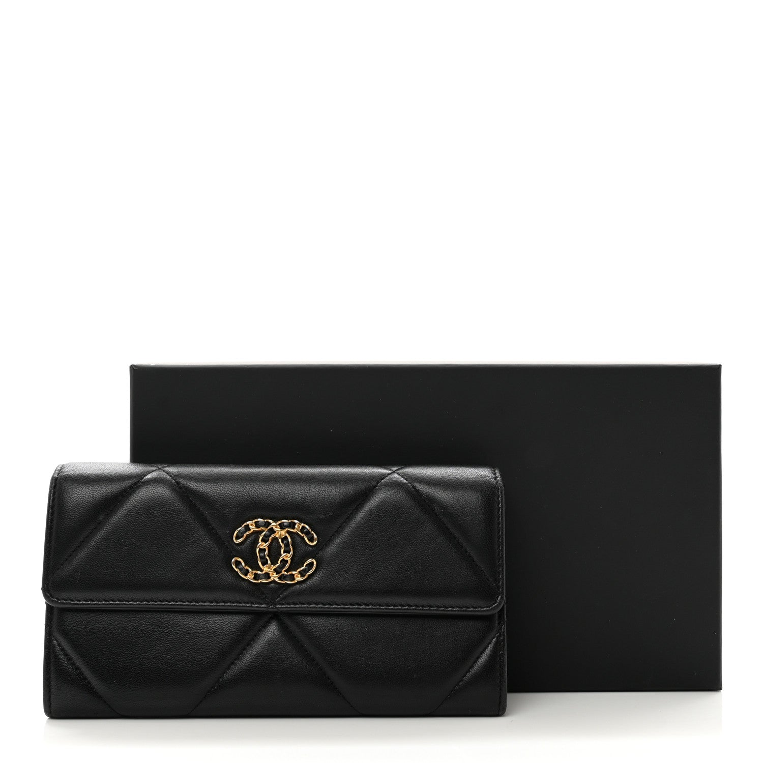 Chanel Lambskin Quilted Chanel 19 Flap Wallet Black 10 of 10