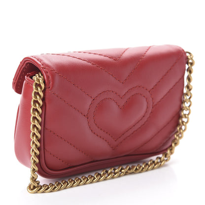 Gucci Calfskin Matelasse GG Marmont 2.0 Coin Purse On A Chain Hibiscus Red 3 of 6