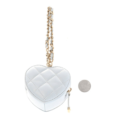 Chanel Lambskin Quilted CC Mini In Love Heart Bag Charm Light Blue 2 of 6