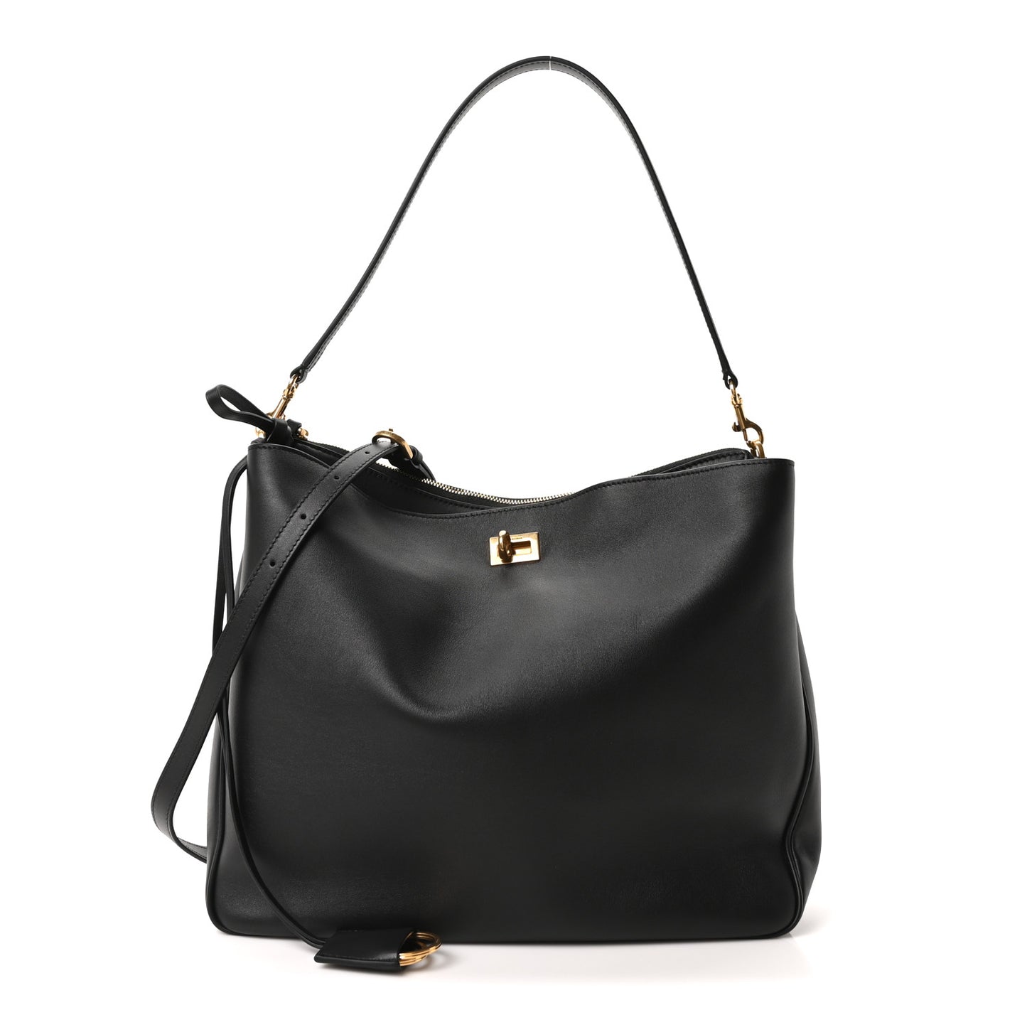 Natural Smooth Calfskin Medium Rodeo Hobo Black