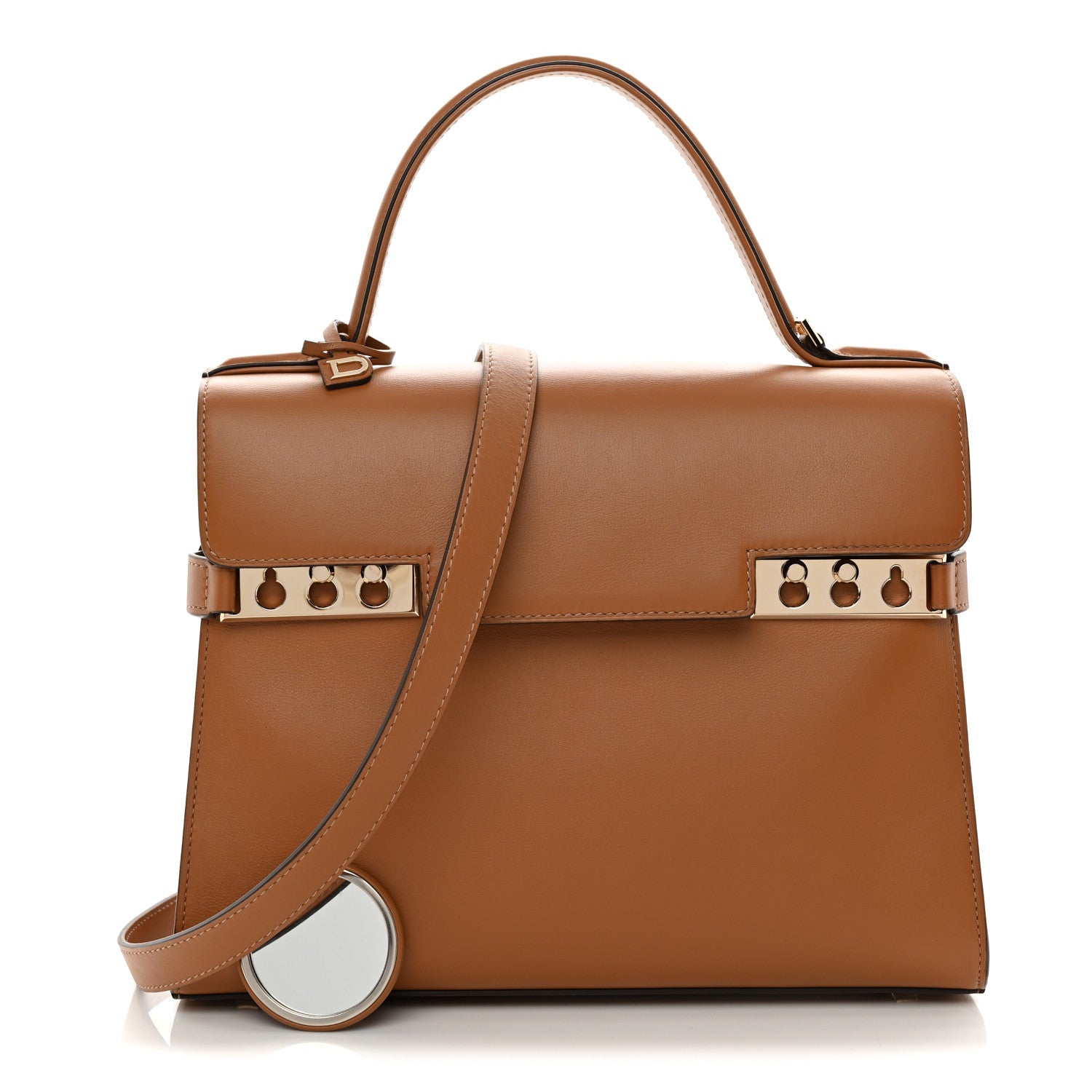 Delvaux Calfskin MM Tempete Satchel Camel 3 of 11