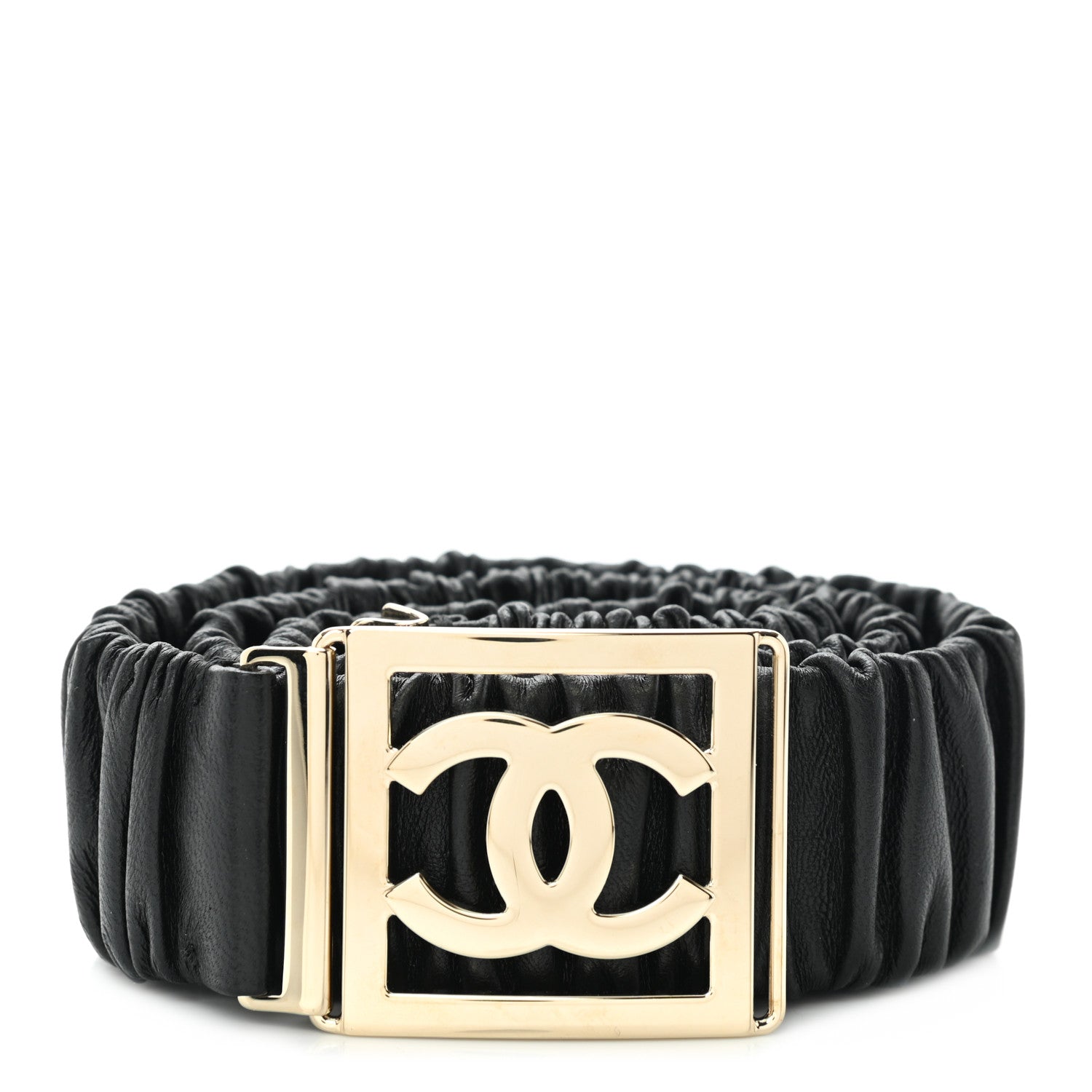 Chanel Lambskin Ruched CC Belt 75 30 Black 1 of 4