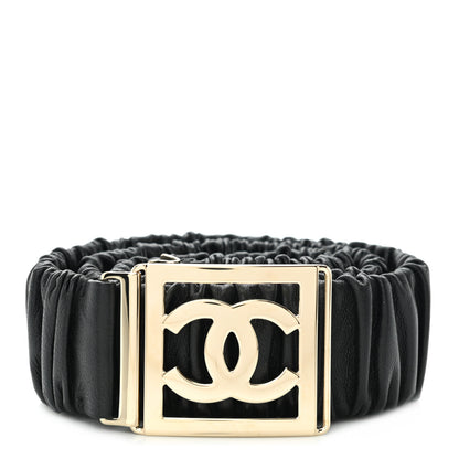 Chanel Lambskin Ruched CC Belt 75 30 Black 1 of 4