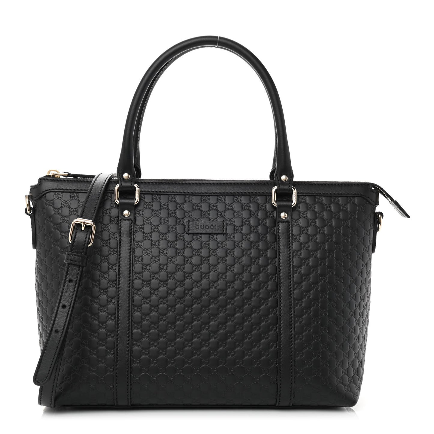 Soft Microguccissima Small Zippered Satchel Black