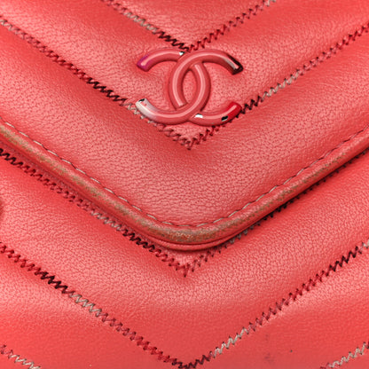 Chanel Lambskin Chevron Quilted Card Holder Pink 12 of 19