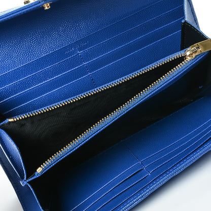 Saint Laurent Grain De Poudre Matelasse Chevron Monogram Wallet Royal Blue 7 of 7