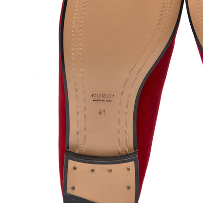 Gucci Velvet Horsebit Womens Jordaan Loafers 41 Hibiscus Red 7 of 10