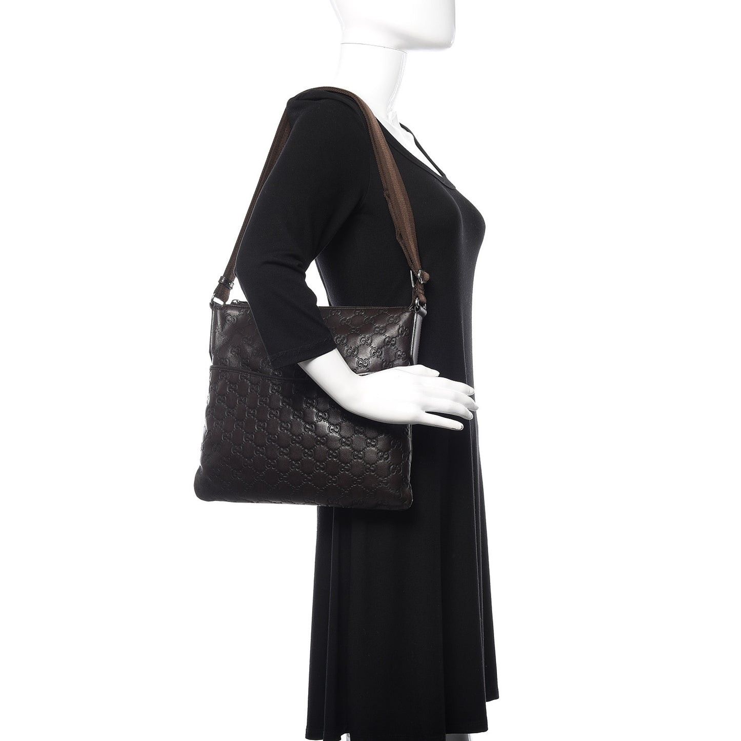 Guccissima Crossbody Messenger Bag Dark Brown