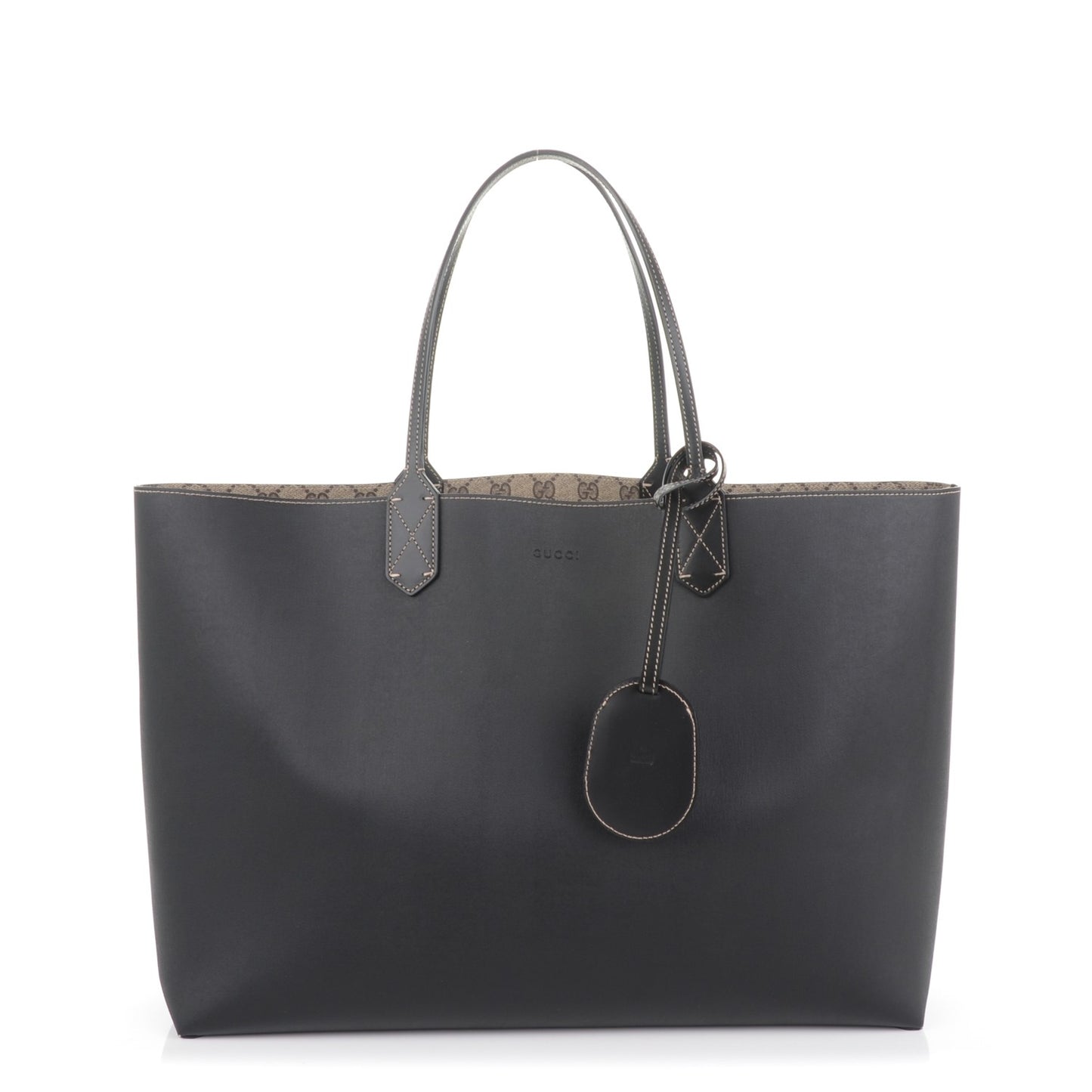 GG Supreme Monogram Large Reversible Tote Beige Black