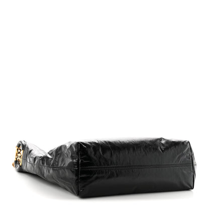 Saint Laurent Crinkled Calfskin Cassandre Hobo Black 4 of 10