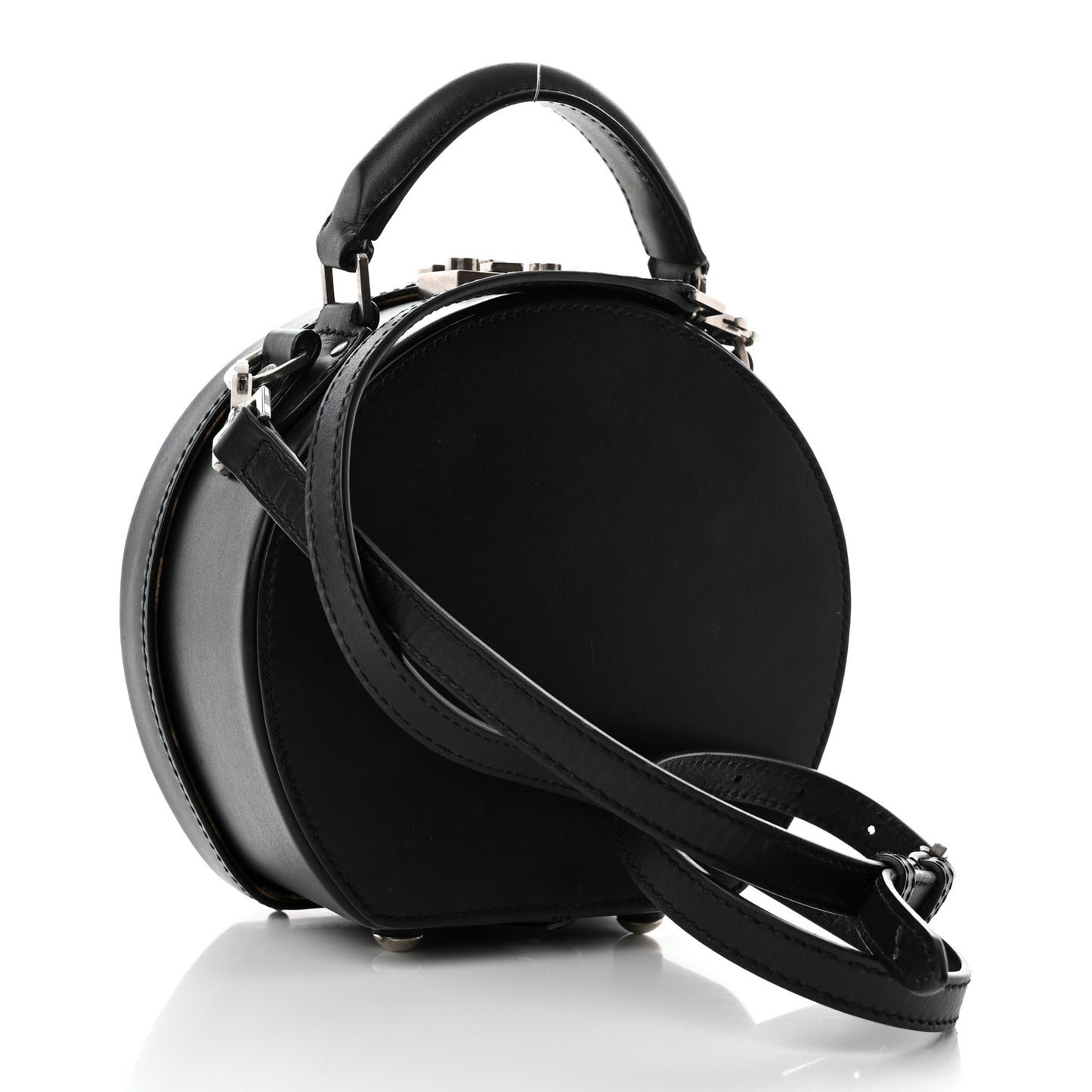 Calfskin Small Mica Hat Box Black