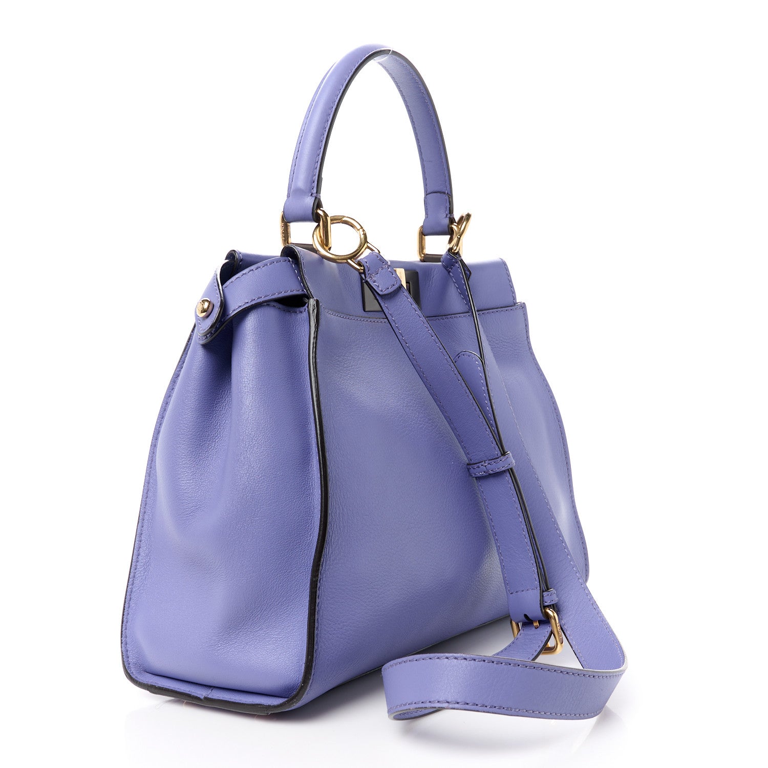 Fendi Vitello Seta Medium Peekaboo Iconic Satchel Viola Cassis