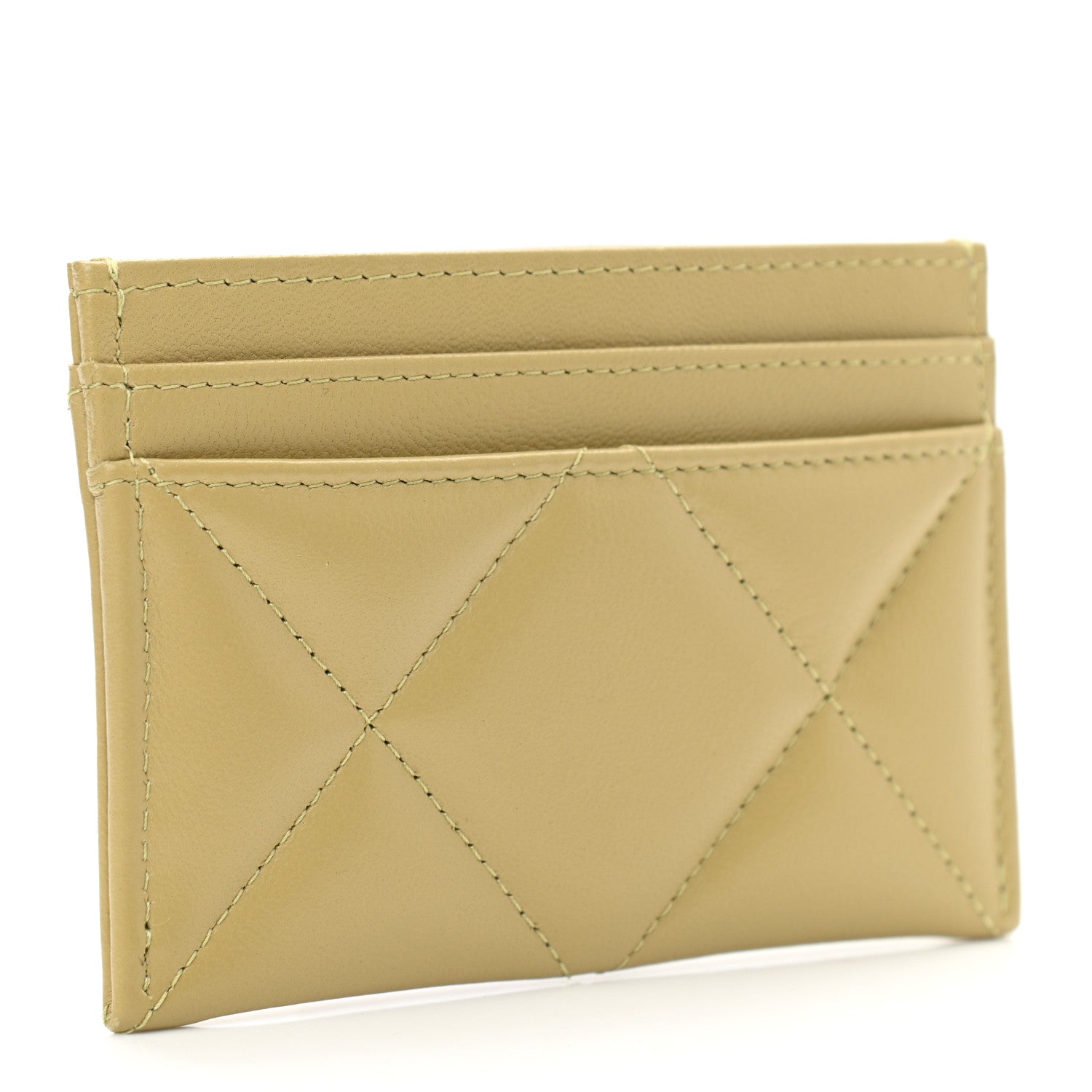 Chanel Lambskin Quilted Chanel 19 Card Holder Light Green 3 of 9
